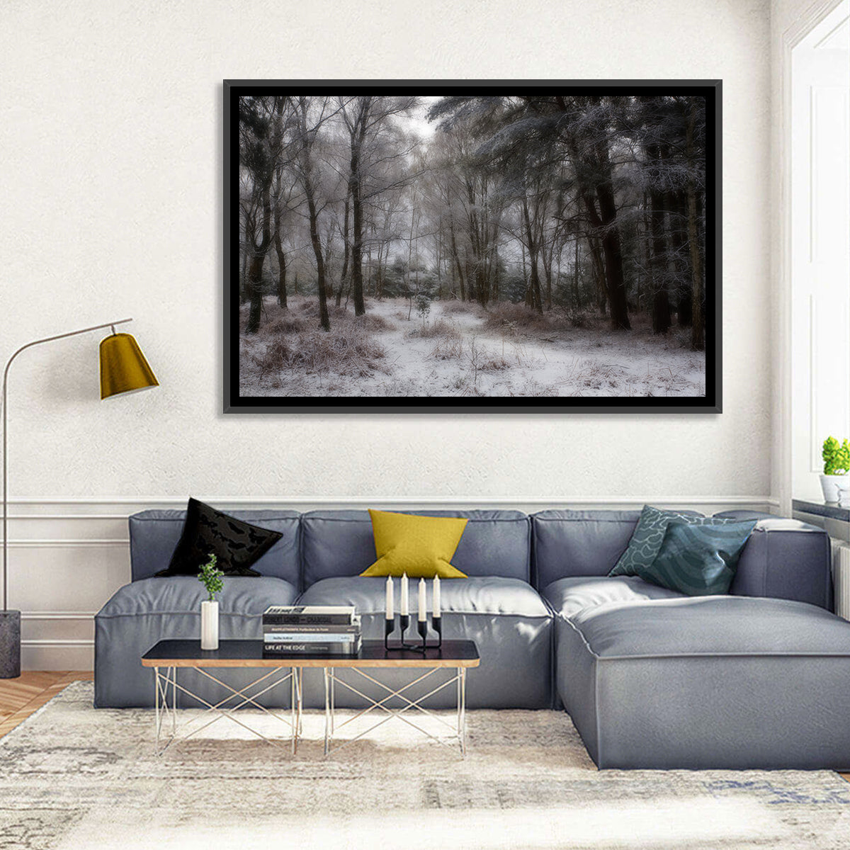 New Forest Winter Path Wall Art in a room, landscape