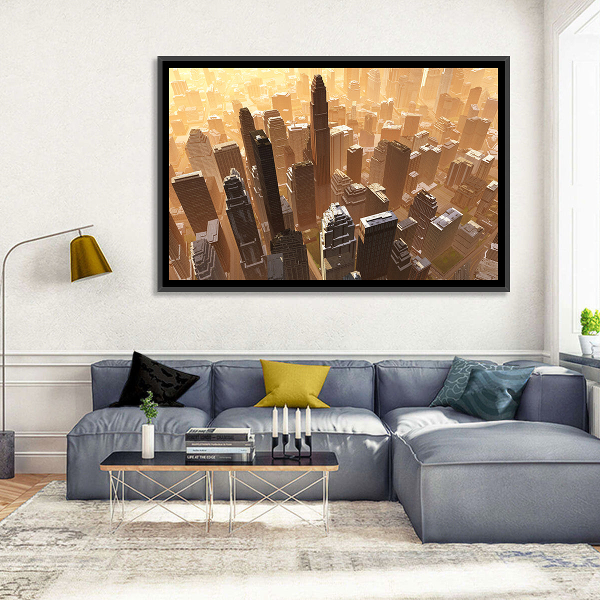 Arizona Skyscrapers at Golden Hour Wall Art in a room, landscape