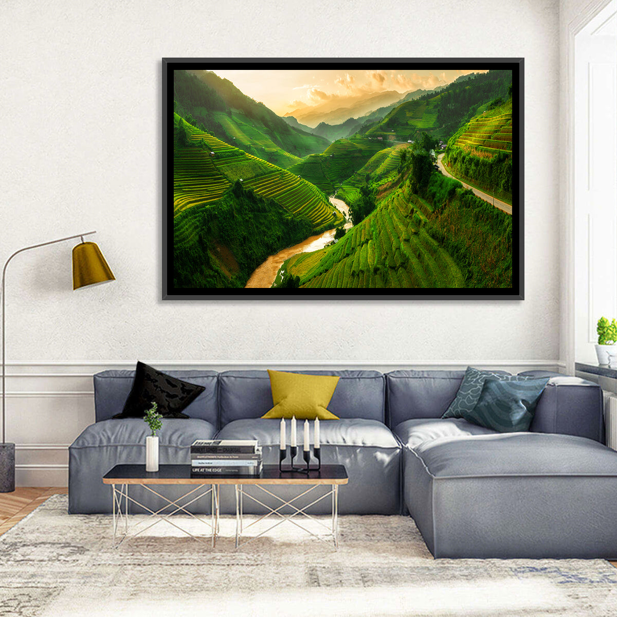 Mu Cang Chai Rice Terraces Wall Art in a room, landscape