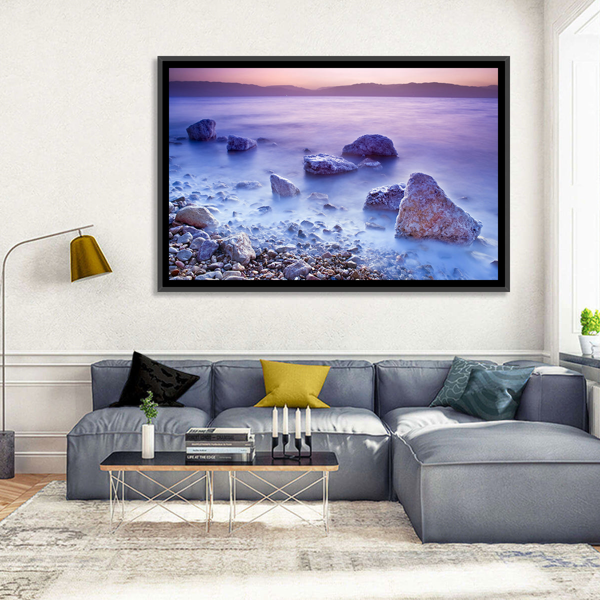 Dead Sea Salt Rocks at Dawn Wall Art in a room, landscape