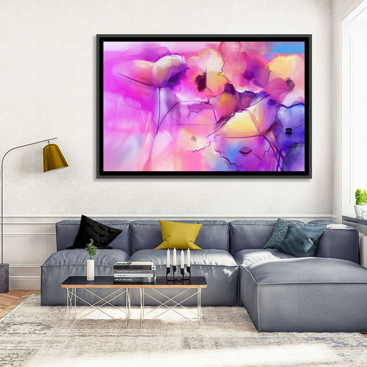 Abstract Tulip Garden Wall Art in a room, landscape