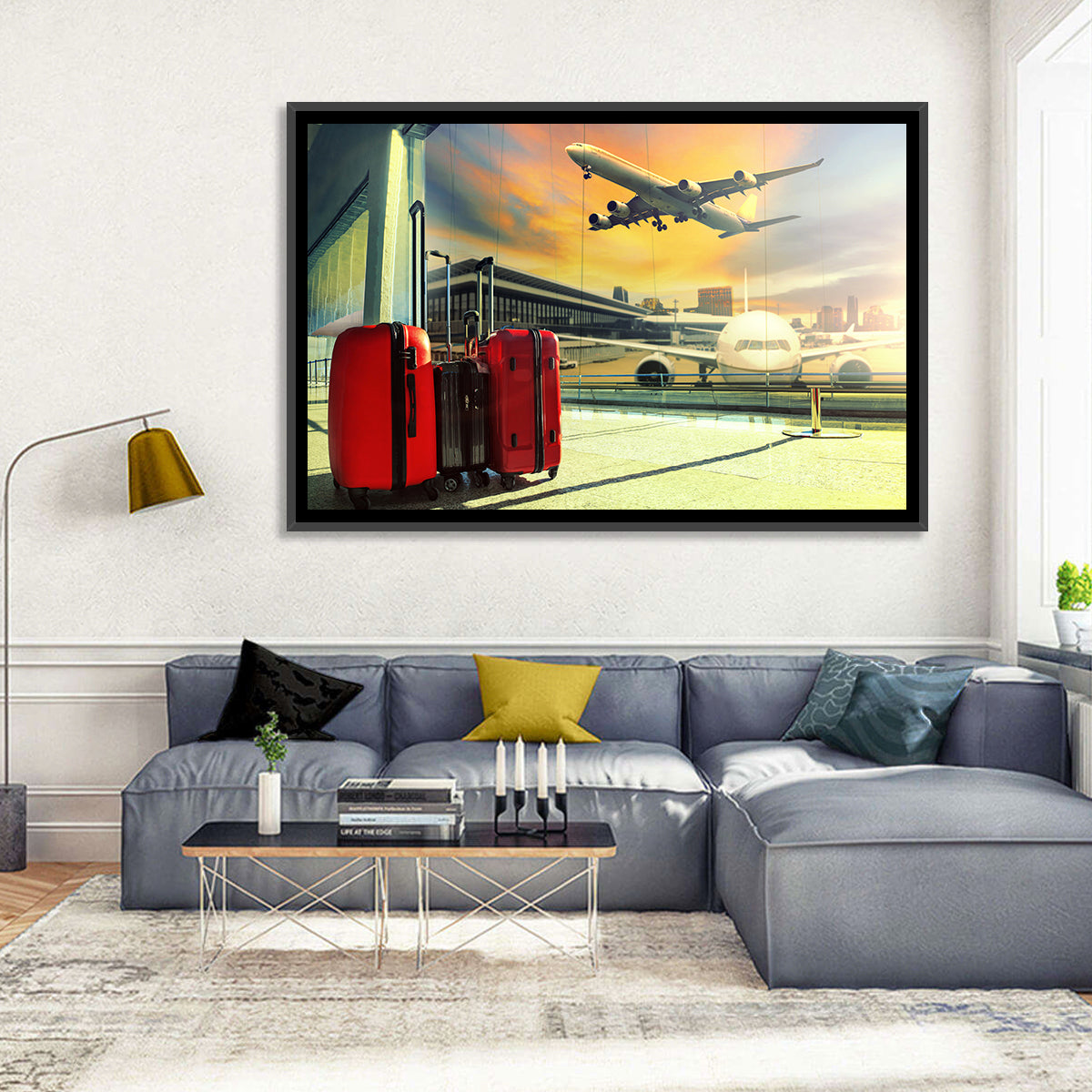 Suitcases at the Airport Window Wall Art