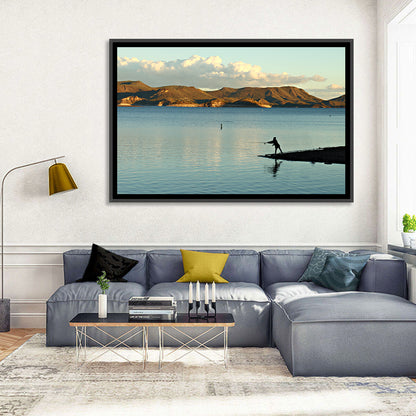Lake Pleasant Fisherman Silhouette Wall Art