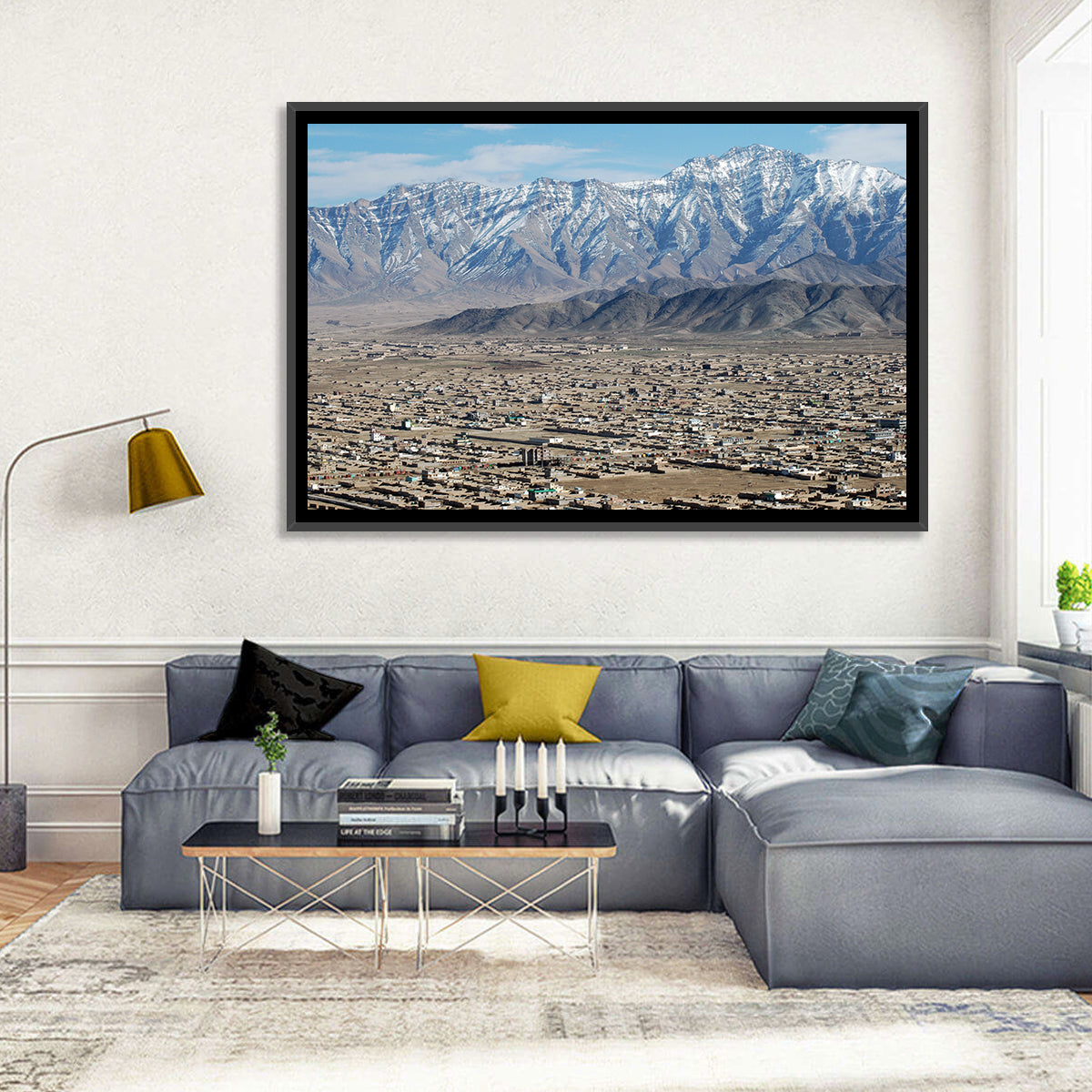 Kabul from Above with Snow-capped Mountains Wall Art