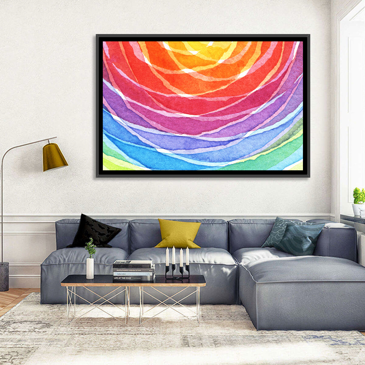 Radiant Rainbow Watercolor Arcs Wall Art