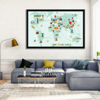 World Travel Map Illustration Wall Art