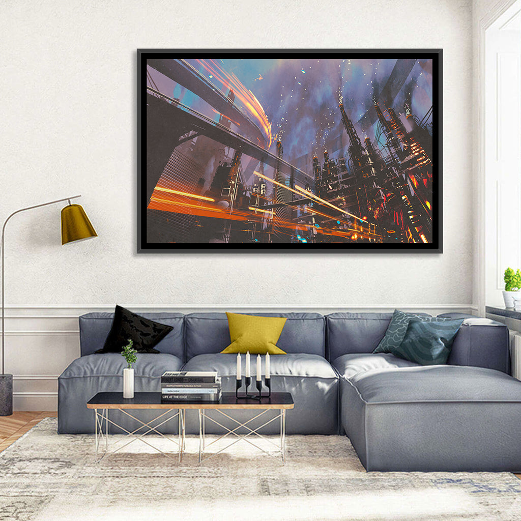 Futuristic Industrial Cityscape Wall Art
