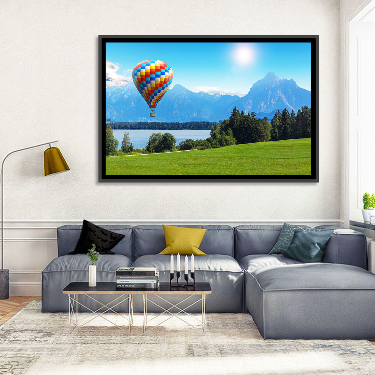 Bavarian Lake with Hot Air Balloon Wall Art