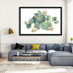 Eucalyptus Leaves with Pink Blossom Wall Art