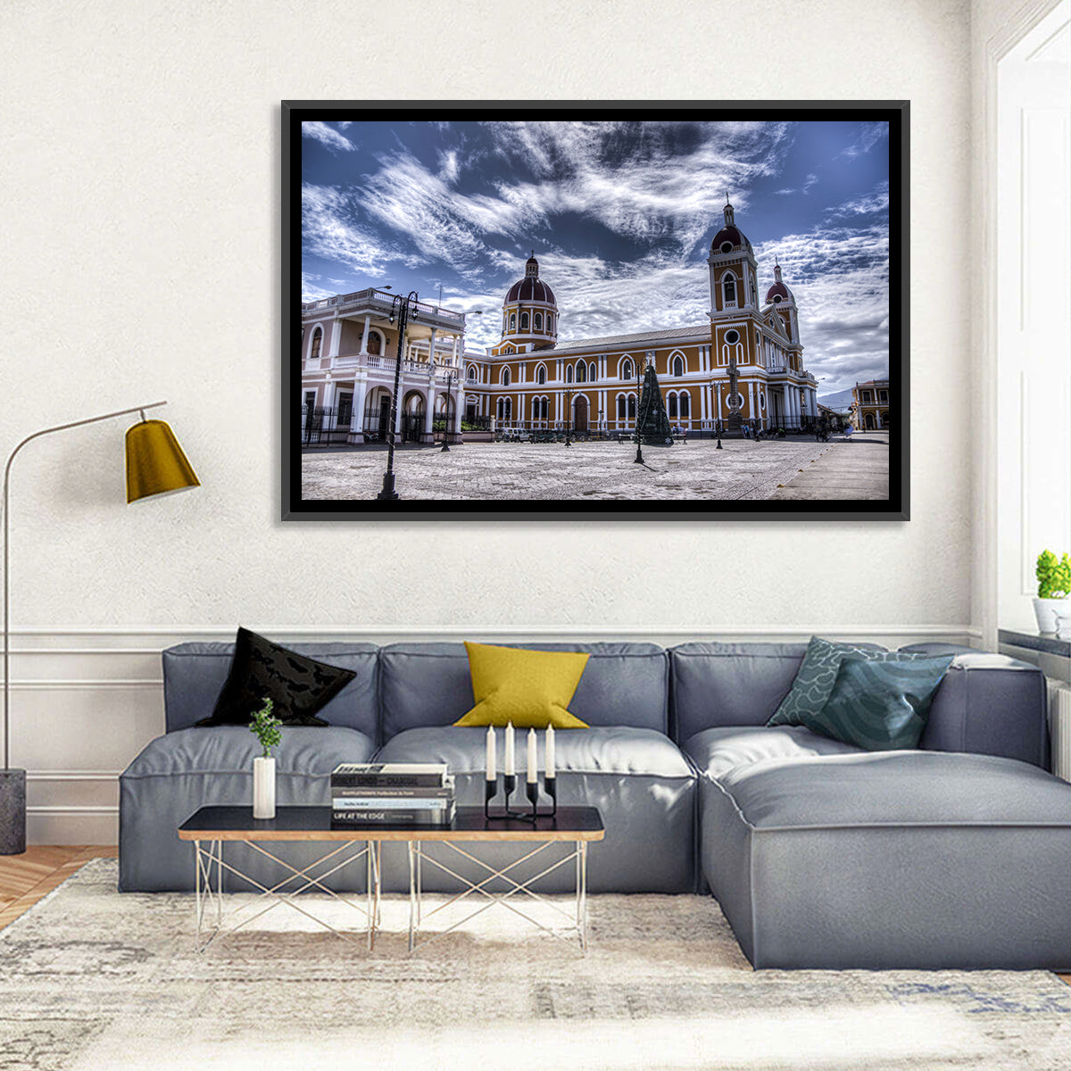 Cathedral of Granada Plaza Wall Art in a room, landscape