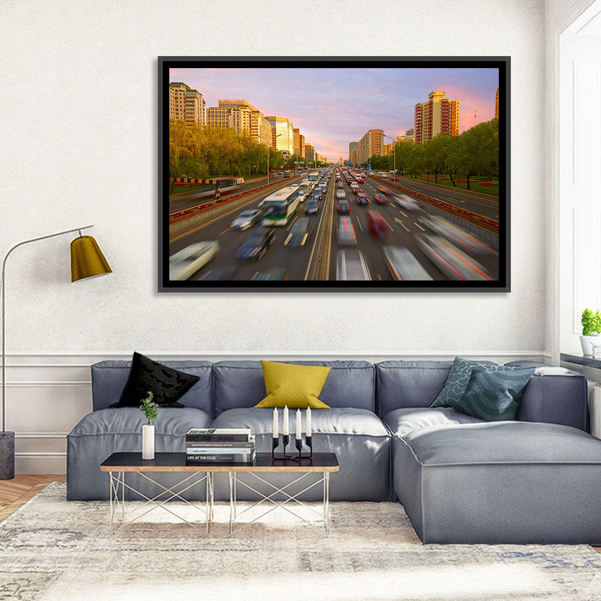 Beijing Sunset Traffic Streaks Wall Art
