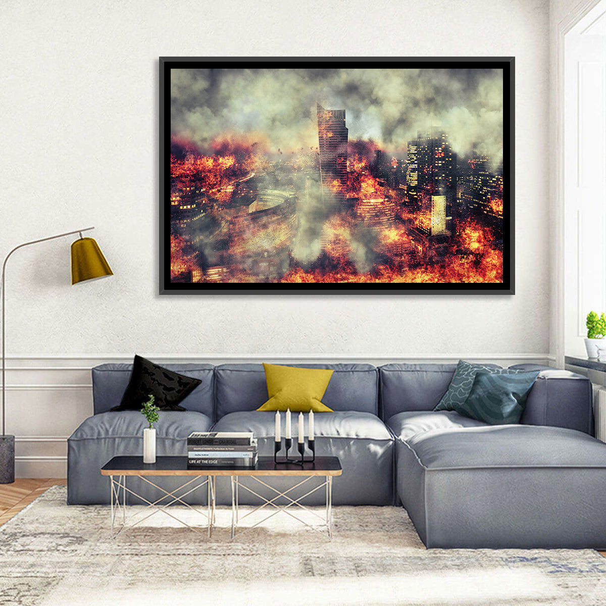 Warsaw Spire Burning City Abstract Wall Art
