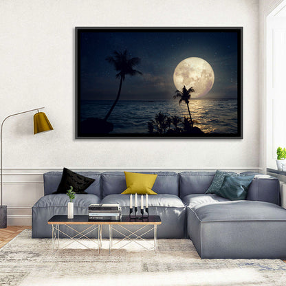 Supermoon Over Tropical Beach Wall Art
