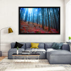 Enchanted Red Moss Forest Wall Art