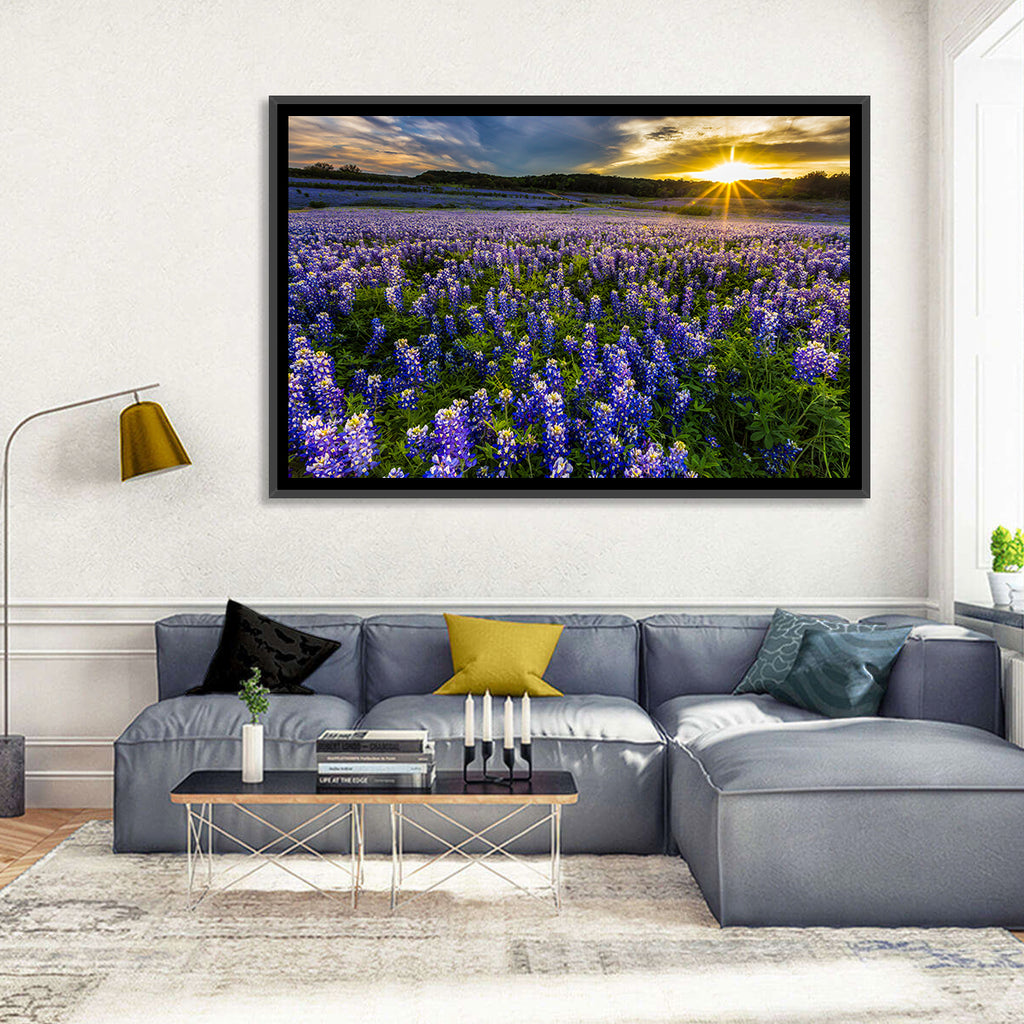 Texas Bluebonnet Field at Sunset Wall Art