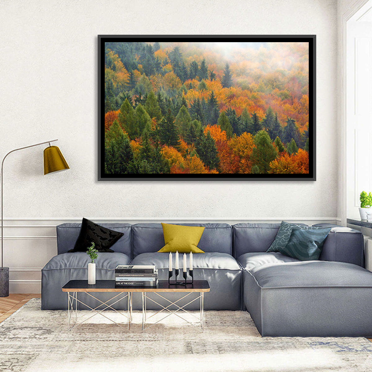 Misty Autumn Forestscape Wall Art