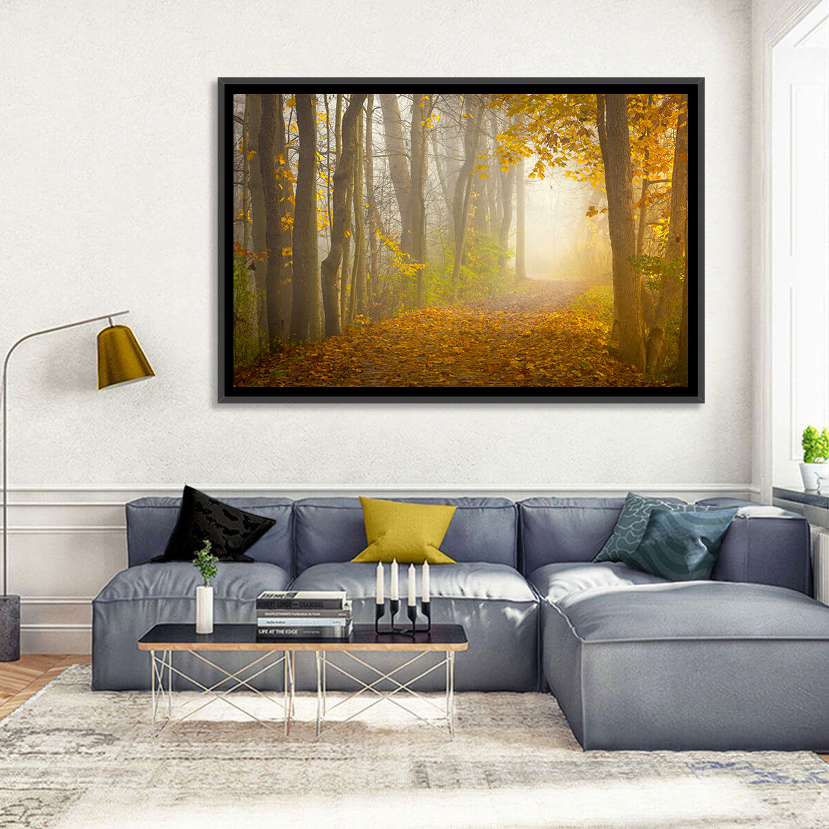 Cuyahoga Valley Autumn Path Wall Art in a room, landscape