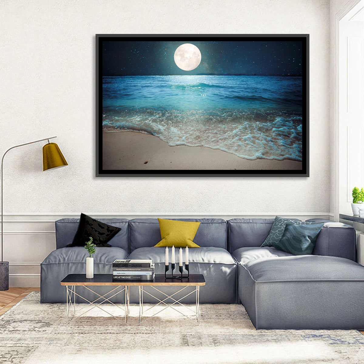 Full Moon Over Beach Wall Art