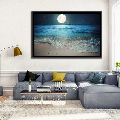 Full Moon Over Beach Wall Art