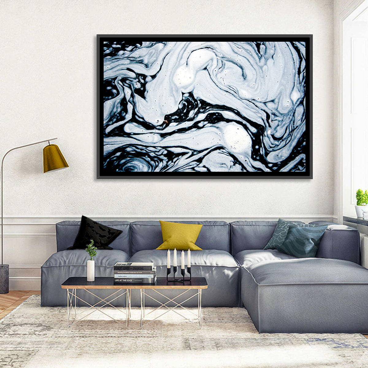 Foam Swirl Abstract Wall Art in a room, landscape