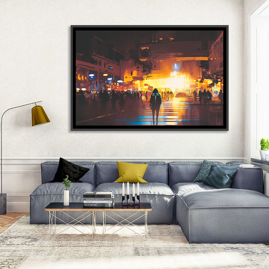 Futuristic Neon Cityscape Wall Art