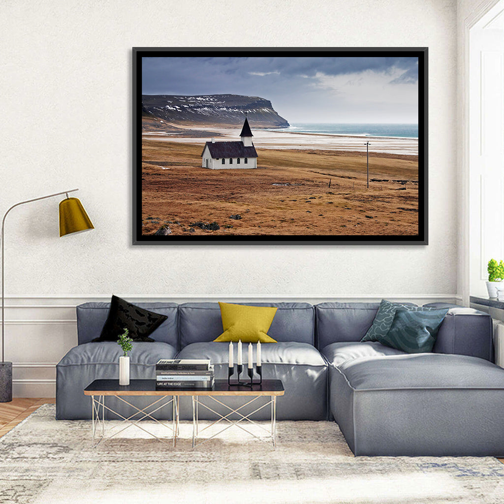 Icelandic Church with Dark Steeple Wall Art