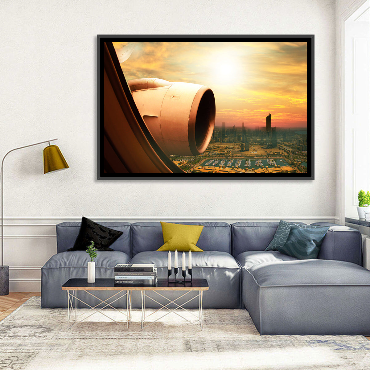 Kuwait City at Golden Hour Wall Art in a room, landscape