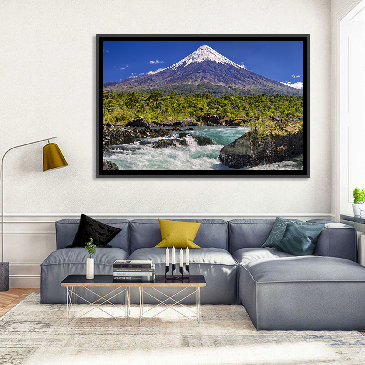 Osorno Volcano Over Petrohue Rapids Wall Art