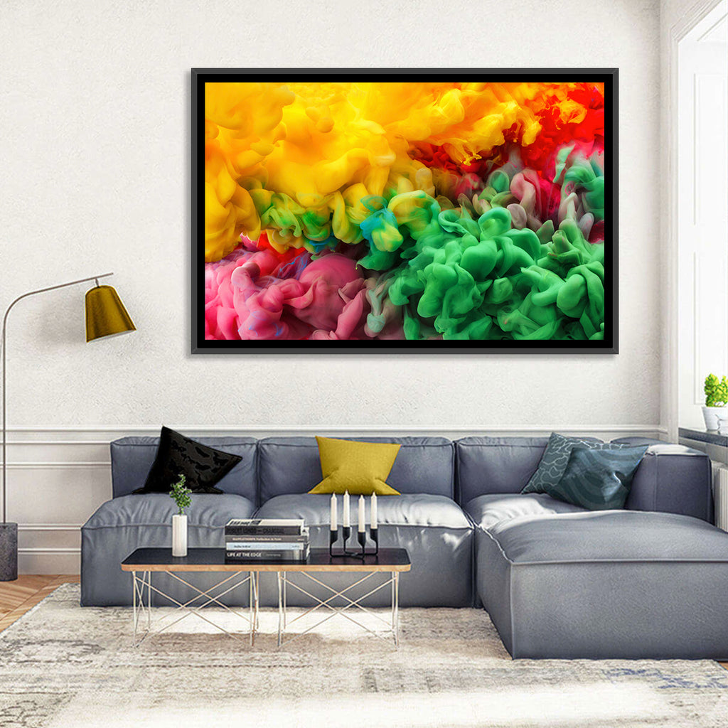 Vibrant Underwater Ink Cloud Abstract Wall Art