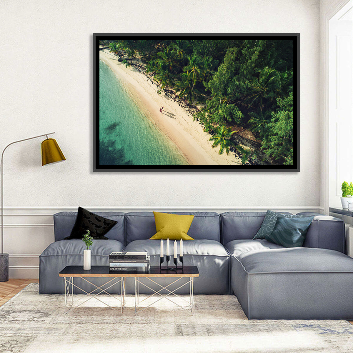 Dominica Beach Aerial, Late Afternoon Wall Art in a room, landscape