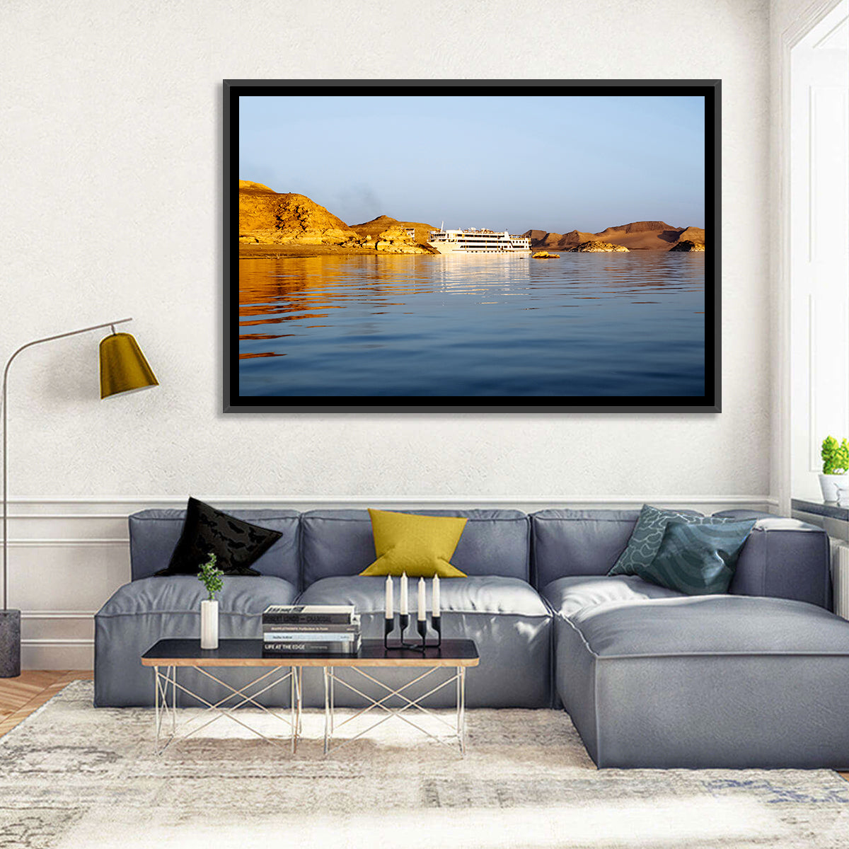 Lake Nasser Cruise Ship at Golden Hour Wall Art