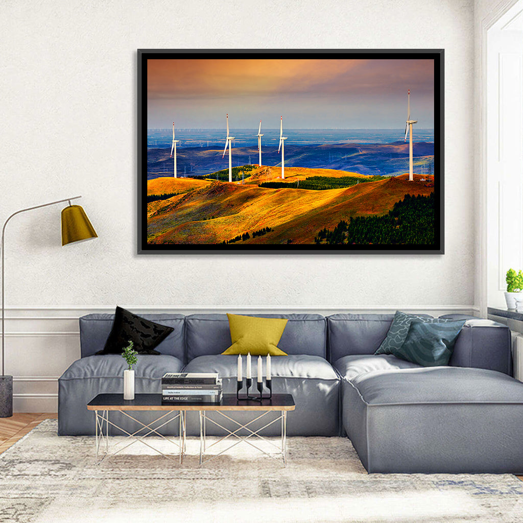 Golden Hour Wind Turbines Wall Art