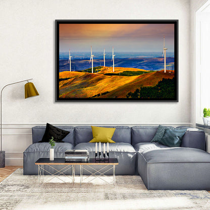 Golden Hour Wind Turbines Wall Art