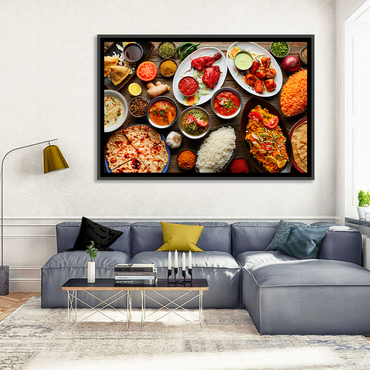 Indian Cuisine Flat Lay Wall Art in a room, landscape