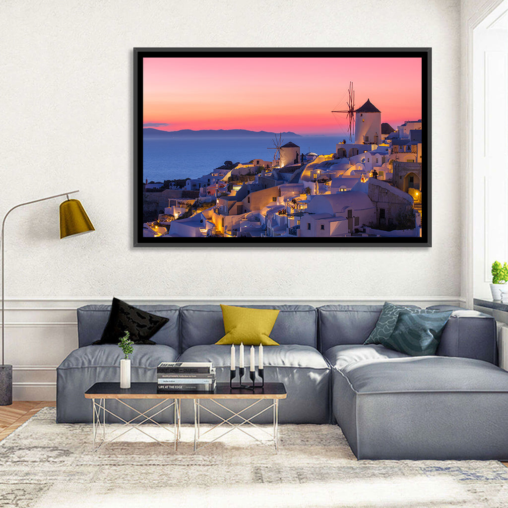 Oia Windmills at Dusk Wall Art