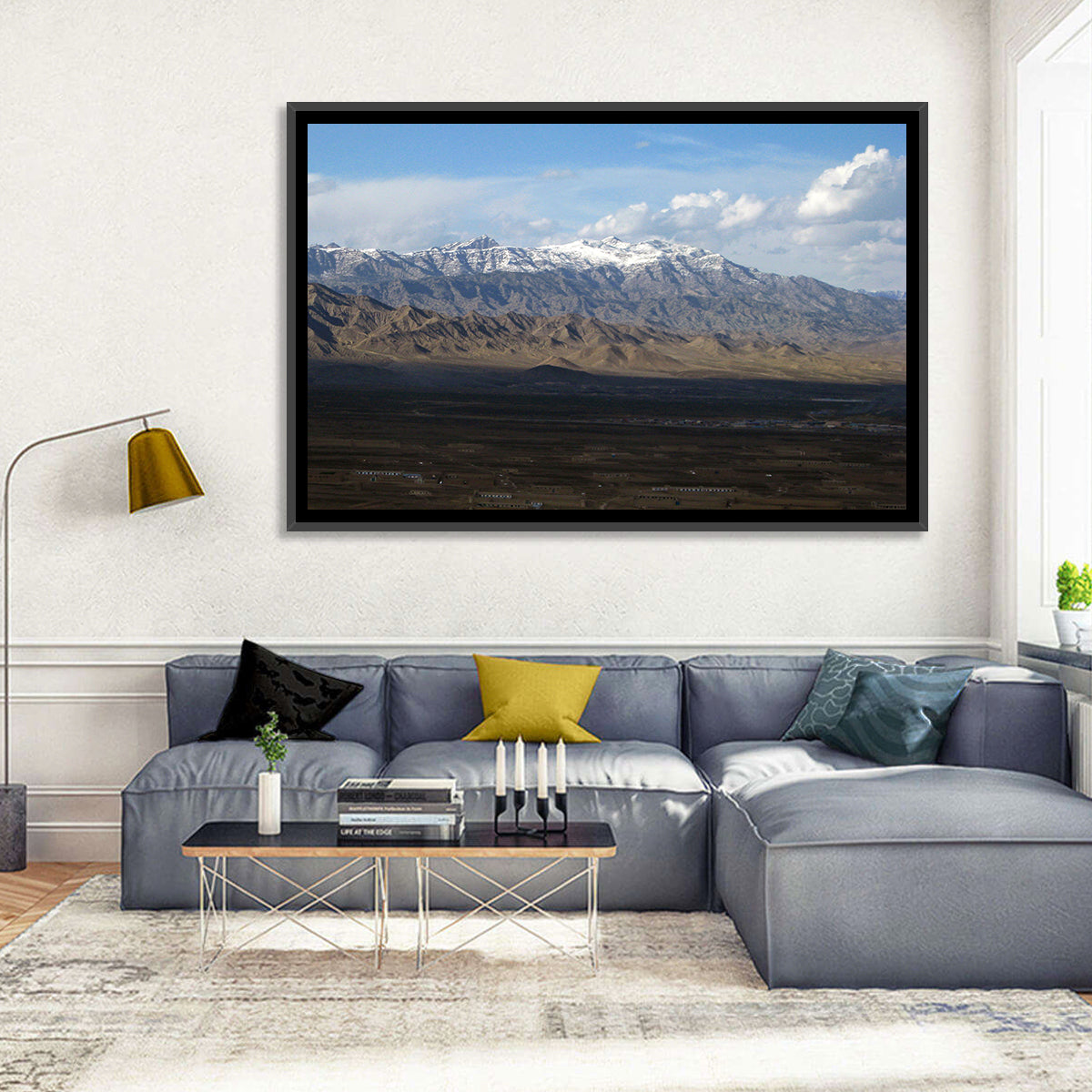 Snow-capped Afghan Mountains Wall Art in a room, landscape