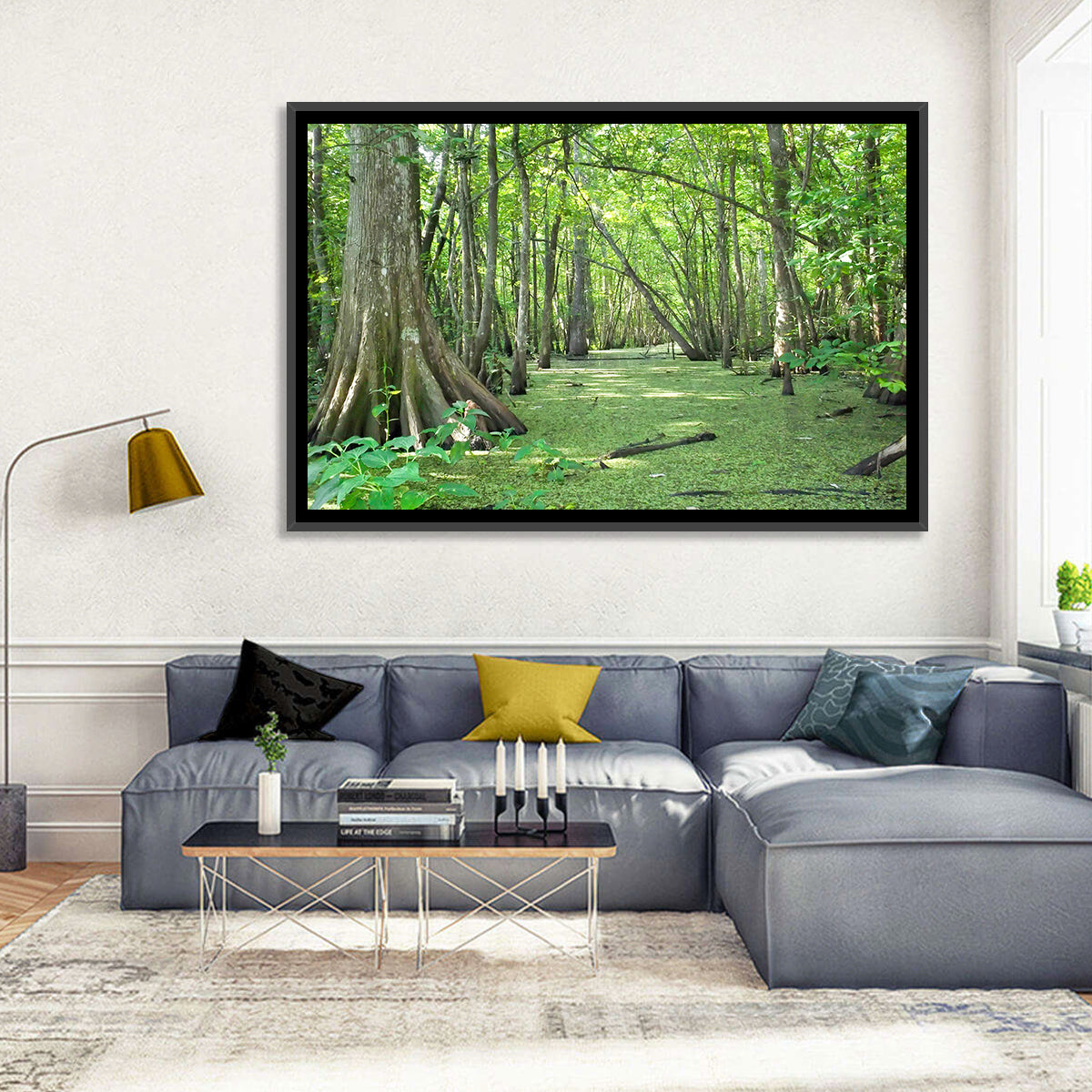 Summer Cypress Bayou, Louisiana Wall Art in a room, landscape
