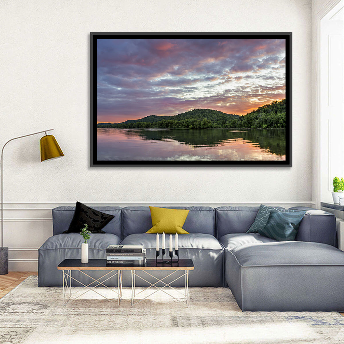 Ohio River Paden City at Dusk Wall Art in a room, landscape