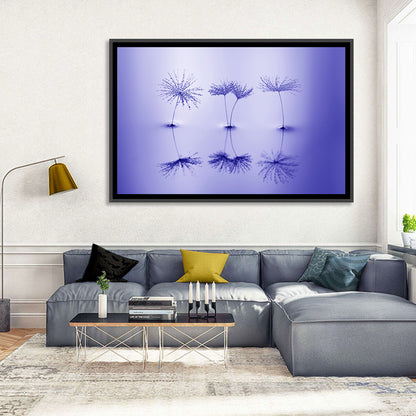 Blue Dandelion Seeds with Reflections Wall Art