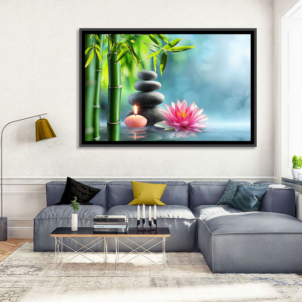Zen Massage Stones with Waterlily Wall Art
