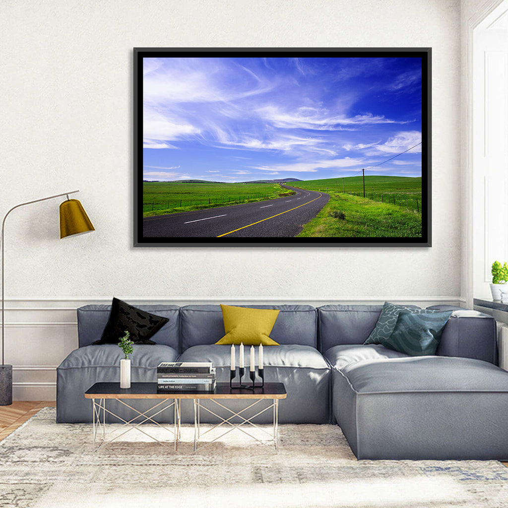 Winding Country Road in Green Fields Wall Art