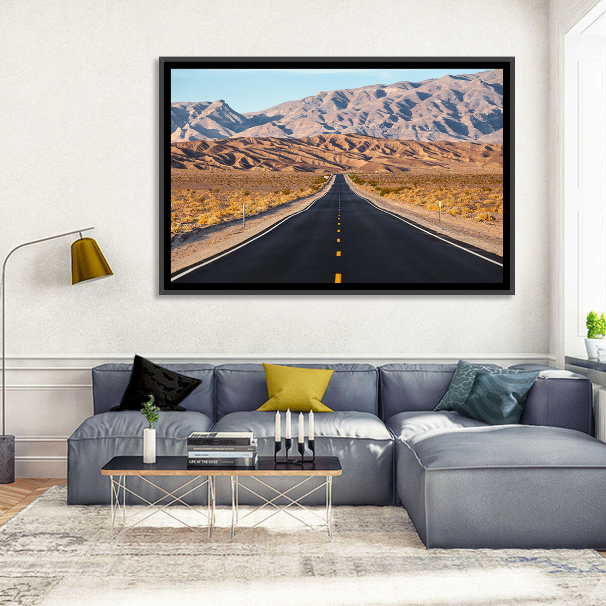 Death Valley Desert Road Wall Art in a room, landscape