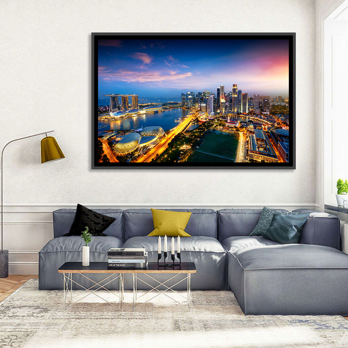 Marina Bay Twilight Singapore Wall Art in a room, landscape