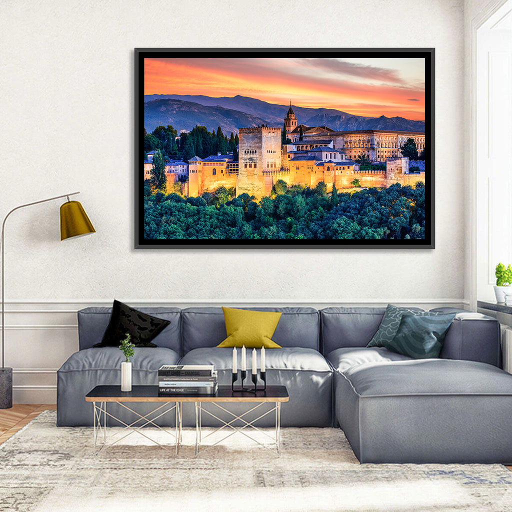 Alhambra Fortress at Golden Sunset Wall Art