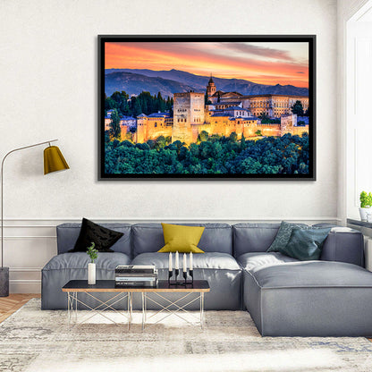 Alhambra Fortress at Golden Sunset Wall Art