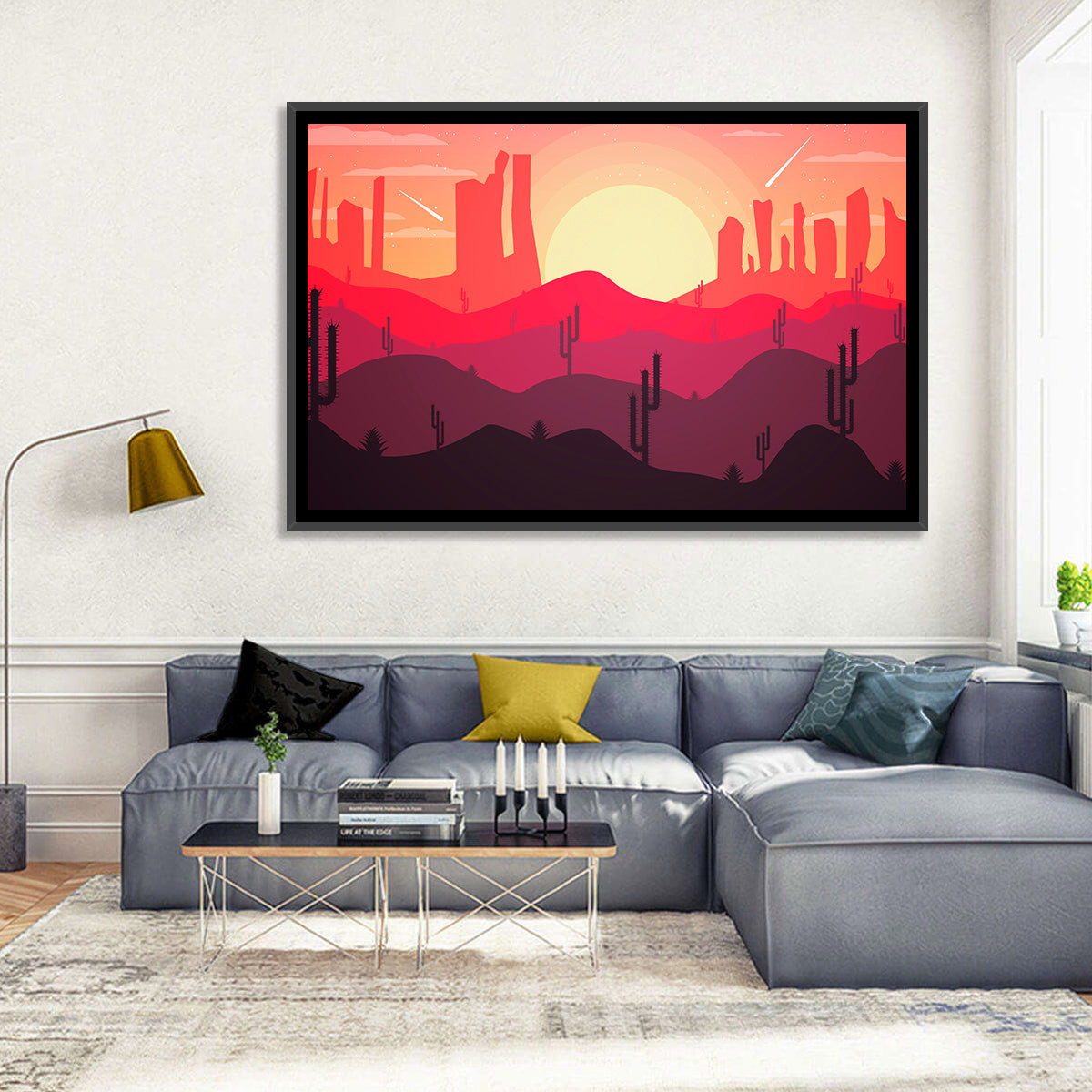 Sunset Desert Cacti Wall Art