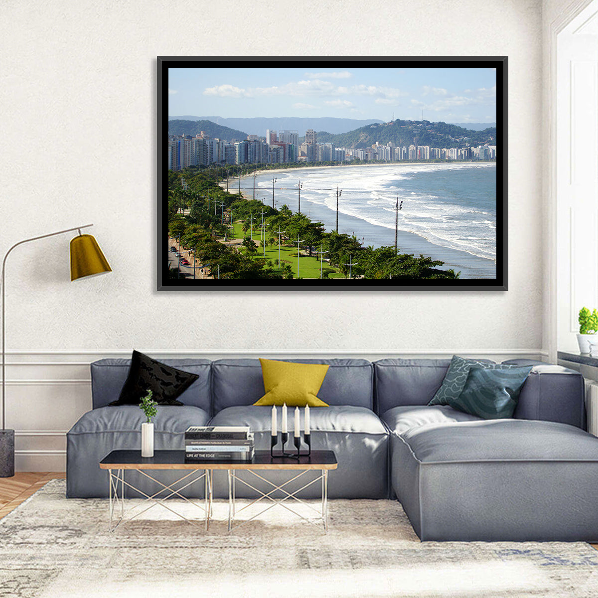 Santos Beach Promenade Wall Art in a room, landscape