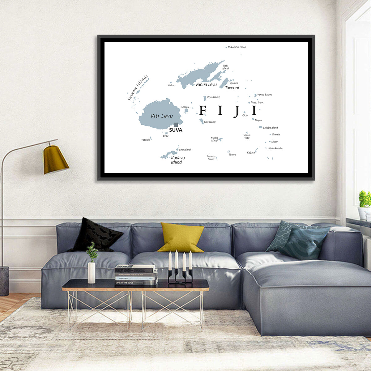 Fiji Islands Political Map Wall Art