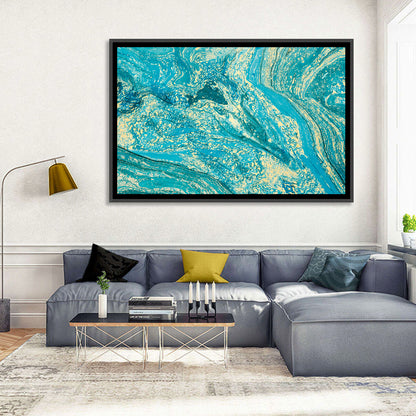 Teal Marble Swirls Abstract Wall Art