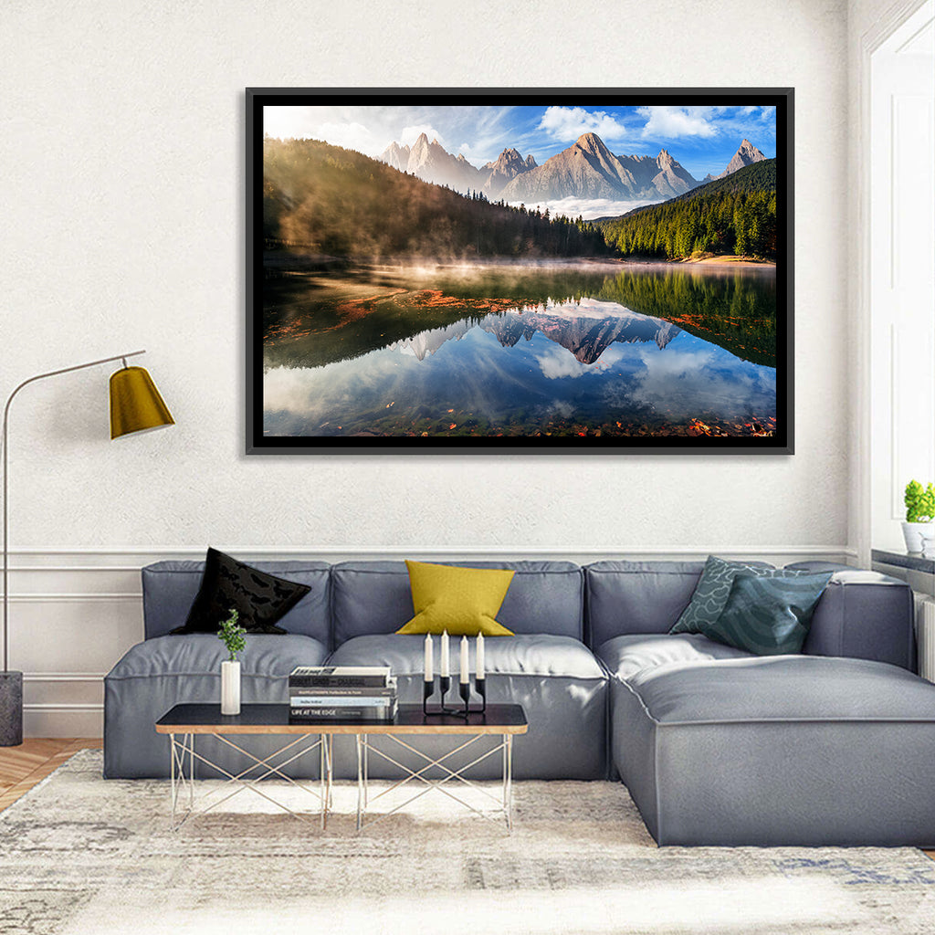 Morning Mist Mountain Lake Wall Art
